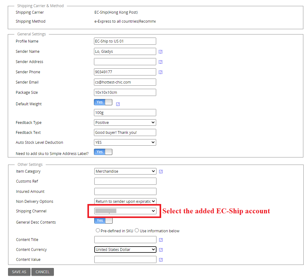 How to use EC-Ship（Hongkong Post）account to ship